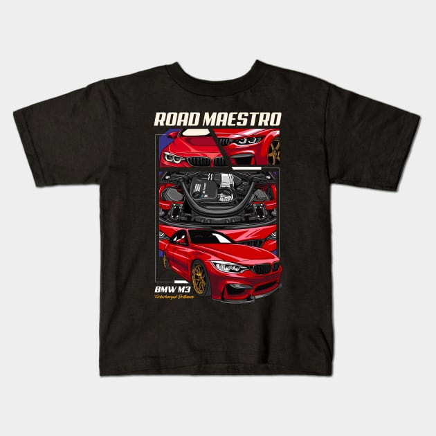 M3 F80 Road Maestro Kids T-Shirt by Harrisaputra